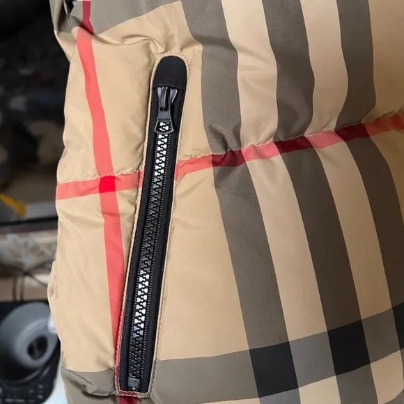 Burberry Beige Check Puffer Jacket - Picture 4 of 8